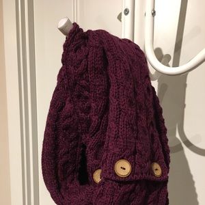 100% wool chunky purple infinity scarf